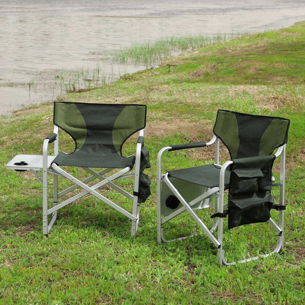 Green Padded Folding Oversized Directors Chair with Side Table K50827