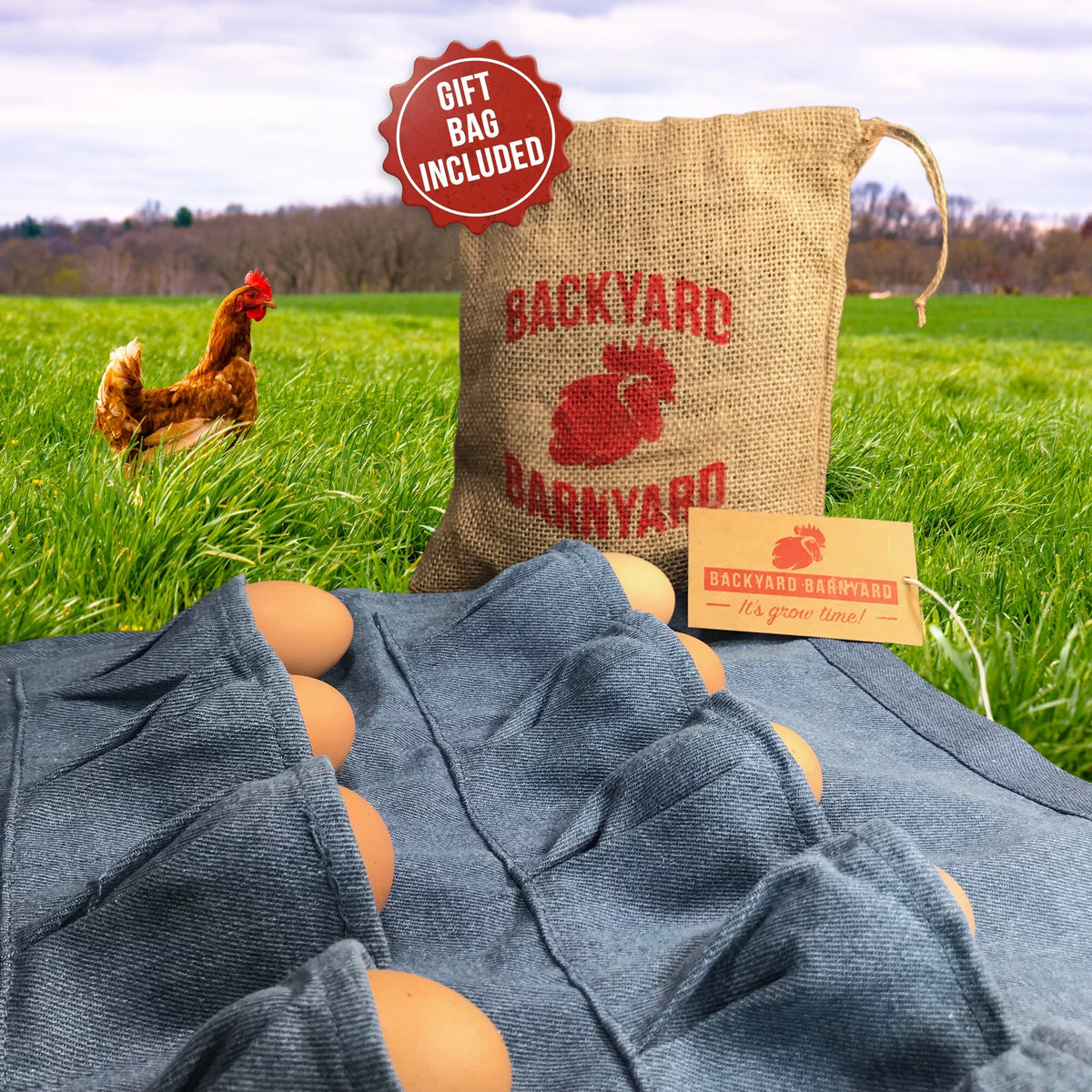 12 Pockets Soft Durable Denim Fabric Egg Gathering Apron N1557