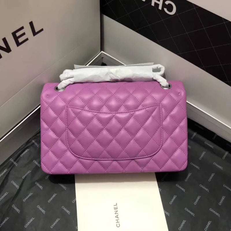 Purple Medium Size Lambskin Leather Flap Bag Z399322