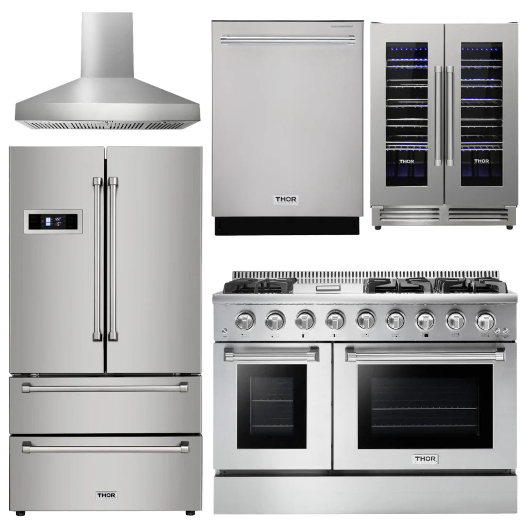 48 Propane Gas Range, Range Hood, Refrigerator, Dishwasher, Wine Cooler T305167