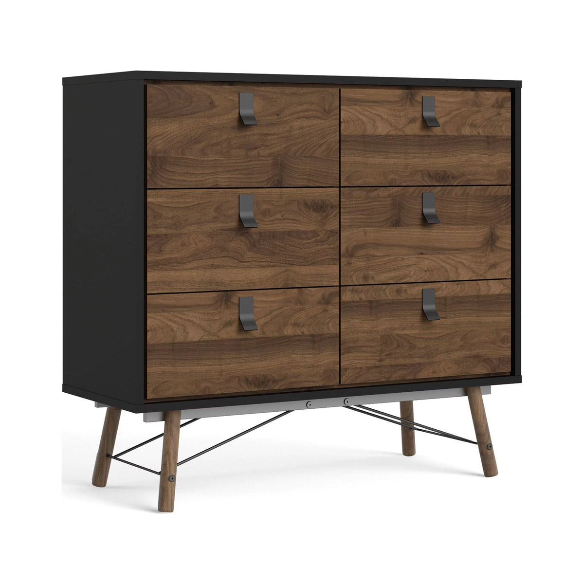 6 Drawer Chest Black Matte Walnut M9414