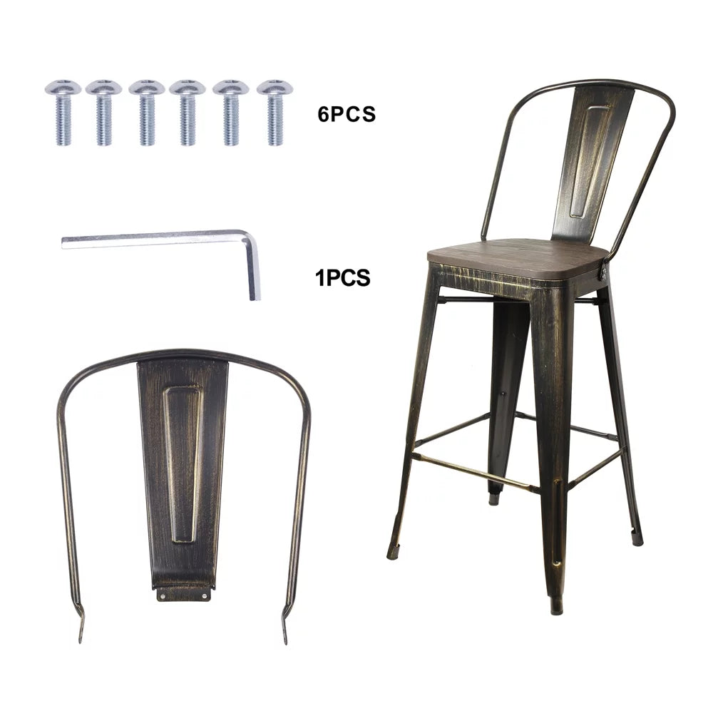 Antique Black High Back Bar Stools Set of 4 Y4936