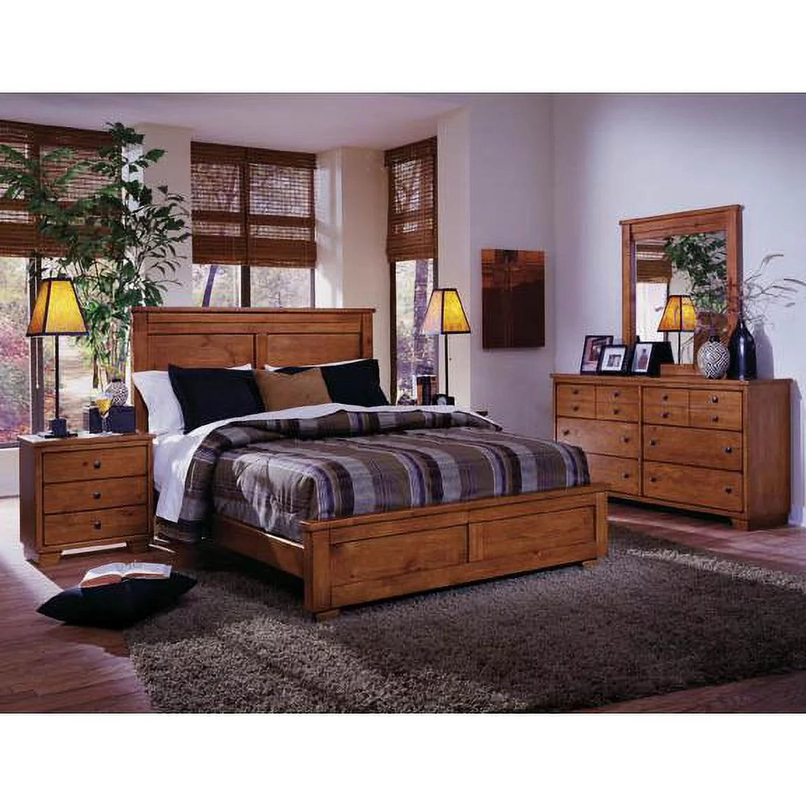 Cinnamon Pine 6 Drawer Wood Dresser P225913
