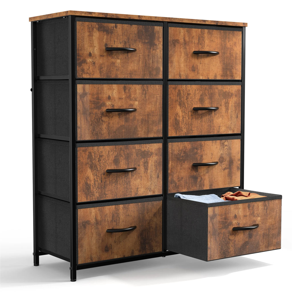 Brown 8 Fabric Drawer Dresser TV Stand G577