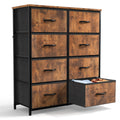Brown 8 Fabric Drawer Dresser TV Stand G577