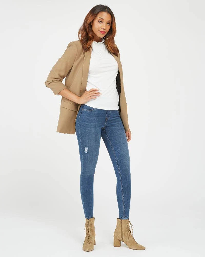 Distressed Denim Legging Mid Wash I2109