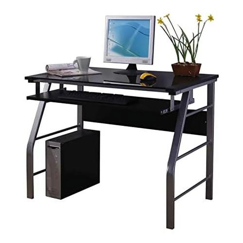 Glass and Metal Computer Workstation Desk C411