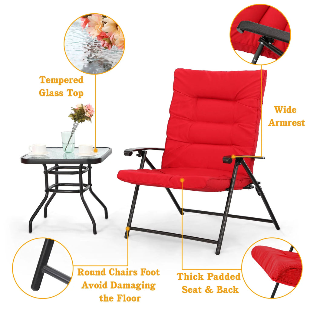 3 PCS Outdoor Patio Bistro Set Beige Y592