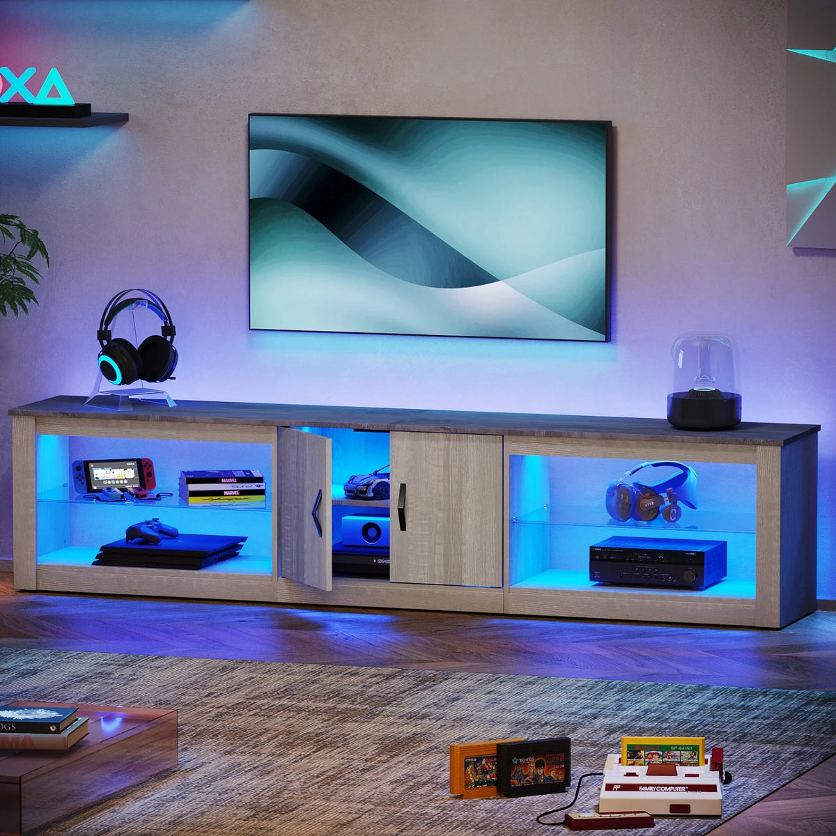 80" TV Stand with LED Lights R9410