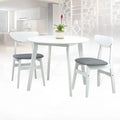 Set of 2 Chairs and Round Dining Table Solid Wood Padded Seat White Q270665