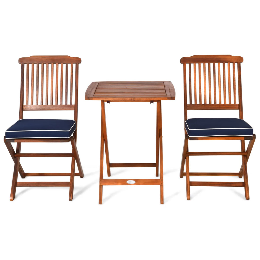 3 Pc Wooden Folding Patio Conversation Set D793337