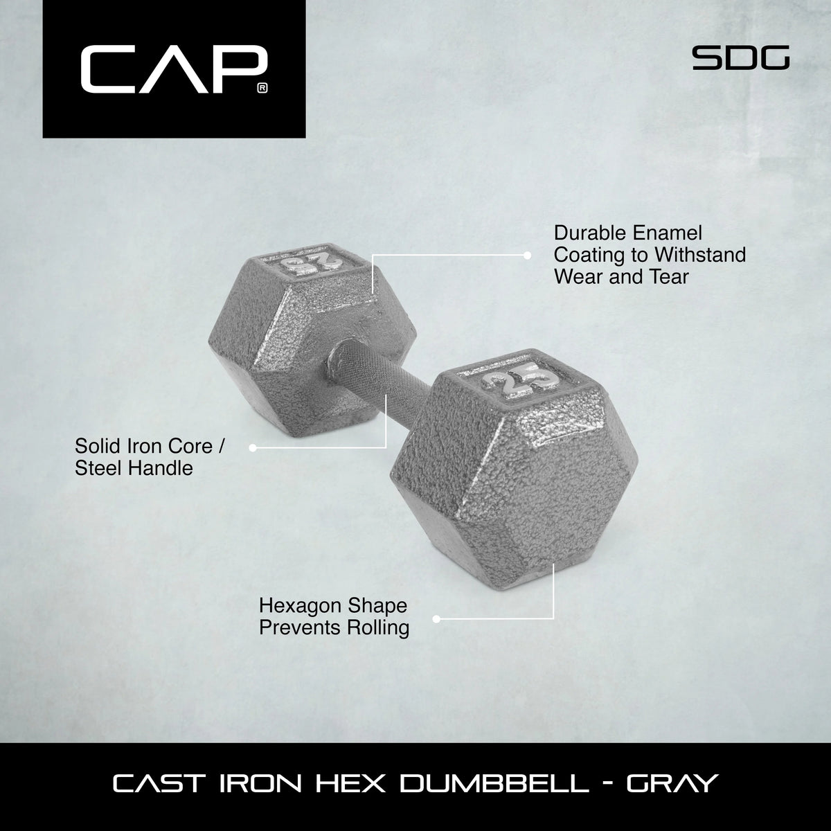 15lb Cast Iron Hex Dumbbell V9184