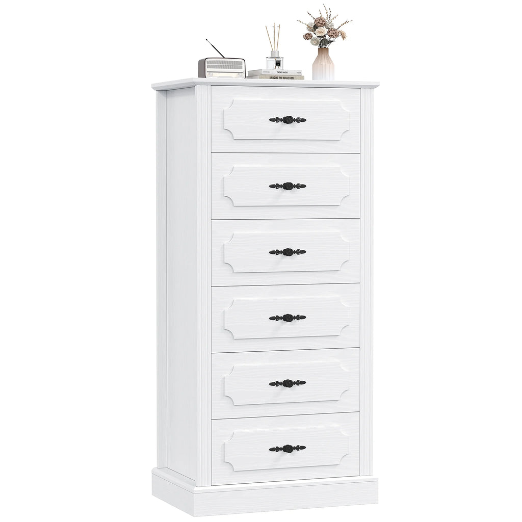 White 6 Drawer Wood Dresser D734