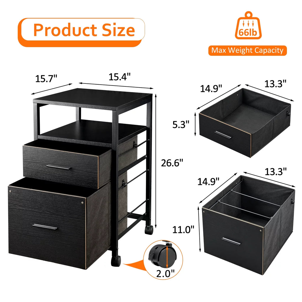 Black 2 Drawer File Cabinet N21029