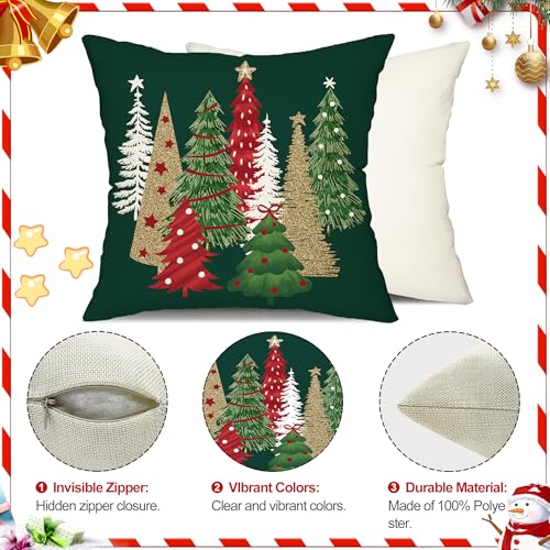 Christmas Pillow Covers 20x20 Inch Set of 2 Green Throw Pillows A960900