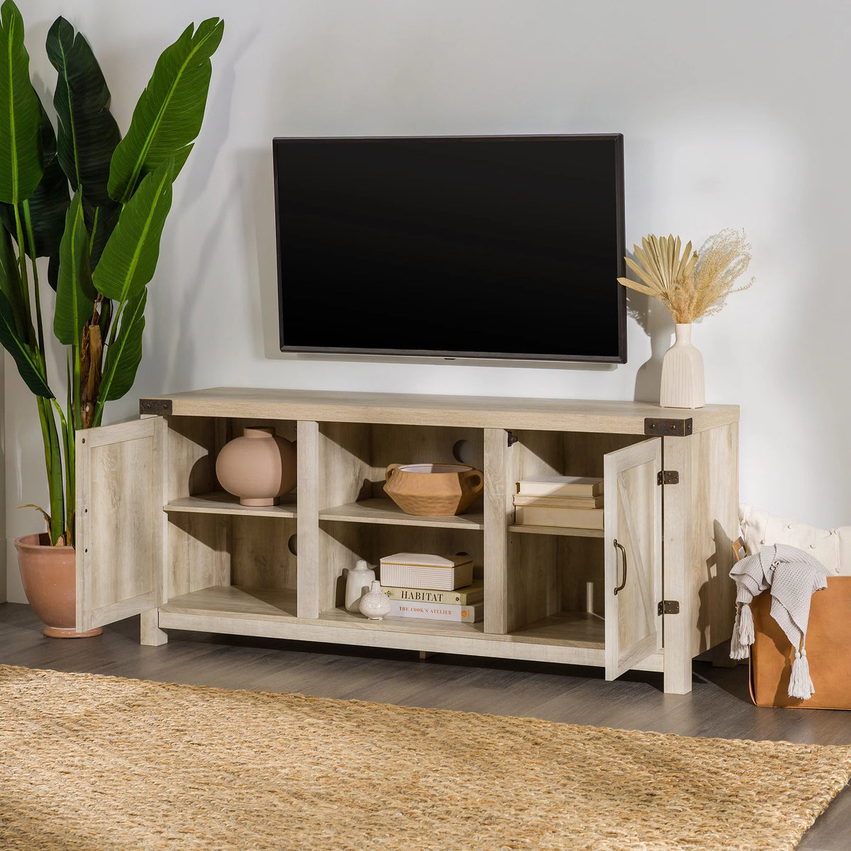 Modern Farmhouse Barn Door TV Stand E21778