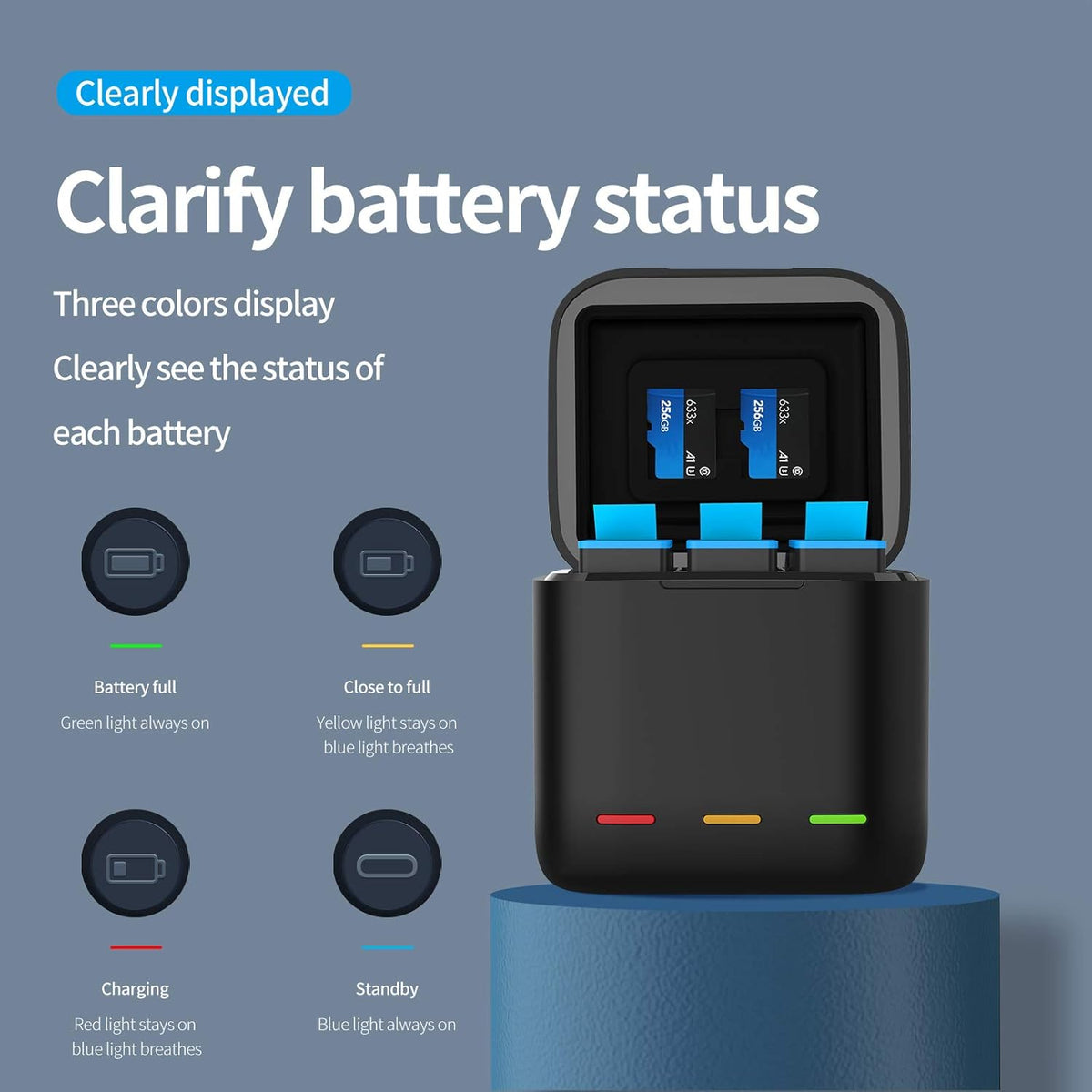 3-Pack Batteries and USB Quick Charger with Silicone Case Lens Screen Protector Z815