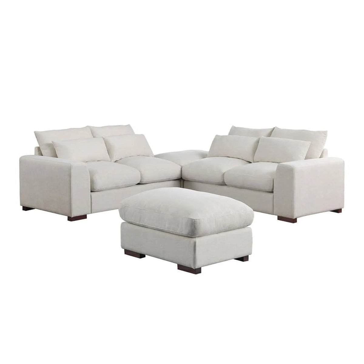 Beige Reversible Modular Fabric Sectional Sofa with Two Ottoman Q5128