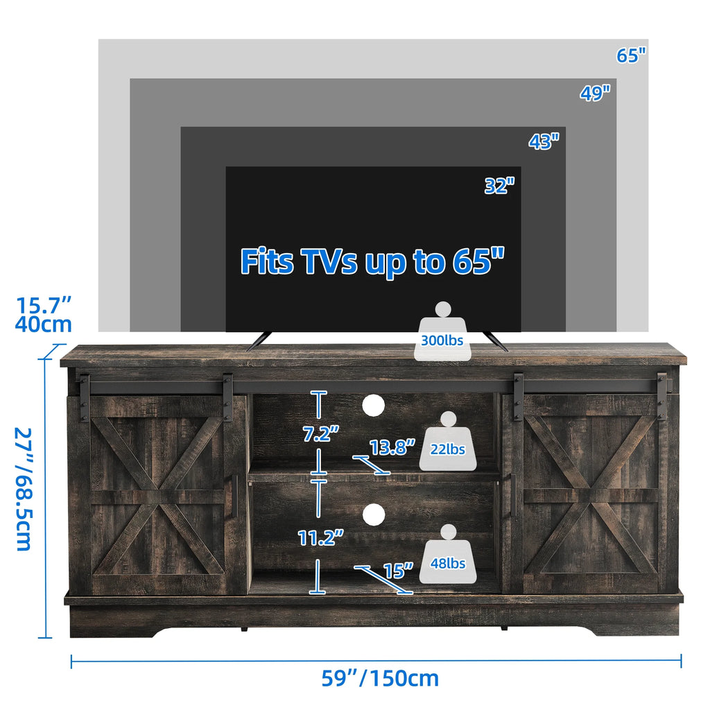 Farmhouse TV Stand with Barn Doors D782