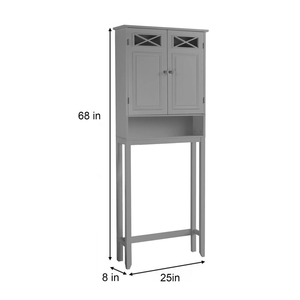 Gray Wooden Over-the-Toilet Storage Cabinet with 2 Doors C45876