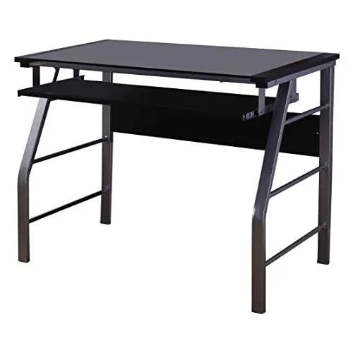 Glass and Metal Computer Workstation Desk C411