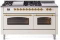 60 Dual Fuel Propane Gas Range Antique White Brass Trim U93354