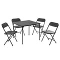5 Piece Resin Folding Table and Chairs Set, Black K34358
