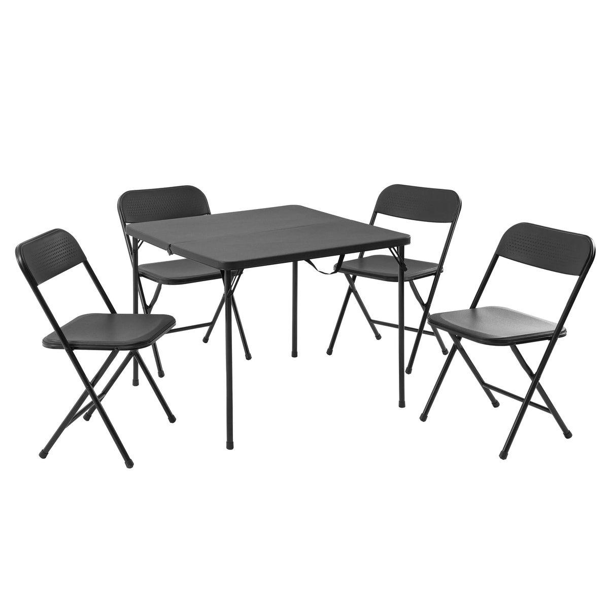 5 Piece Resin Folding Table and Chairs Set, Black K34358