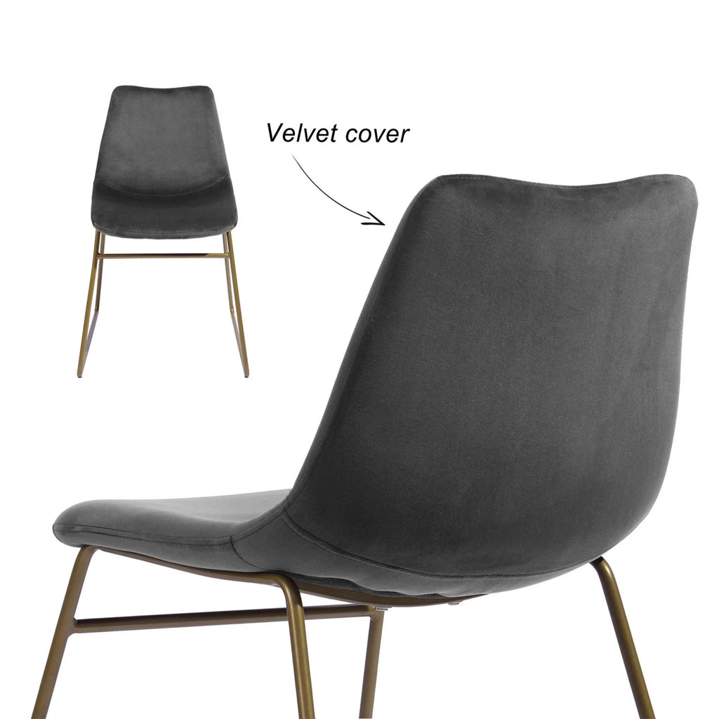 Velvet Dining Chairs Set of 2 with Metal Legs, Gray M541
