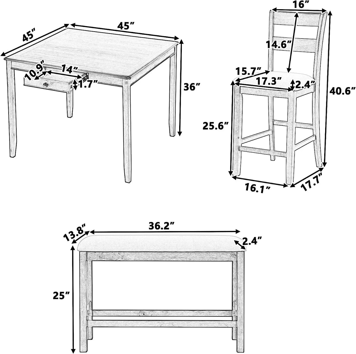 5-Piece Round Dining Table and Chairs Set Q9691