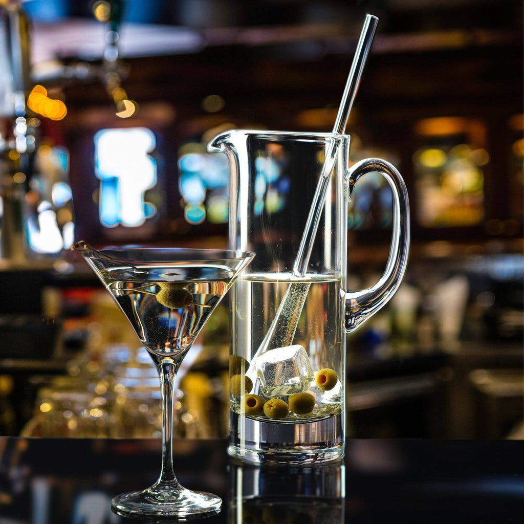 Handmade Glass Martini Pitcher and Stirrer 30oz D5214