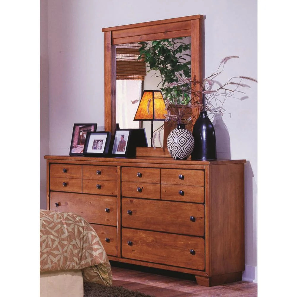 Cinnamon Pine 6 Drawer Wood Dresser P225913