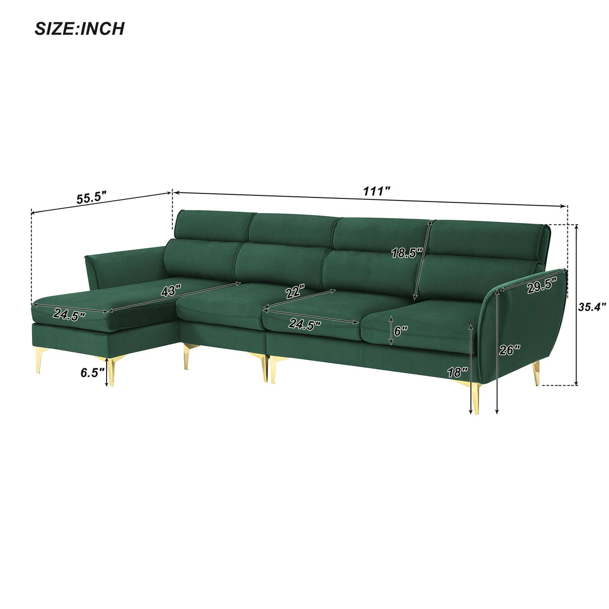 111" L Shape Recliner Sectional Sofa I891501