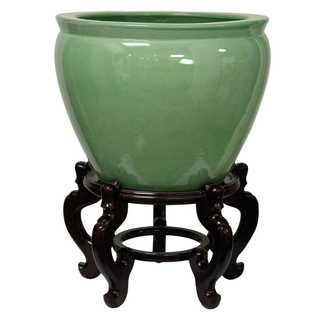 12" Celadon Porcelain Fishbowl V5689