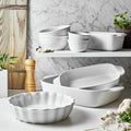 8pc White Ceramic Bakeware and Serving Set I758