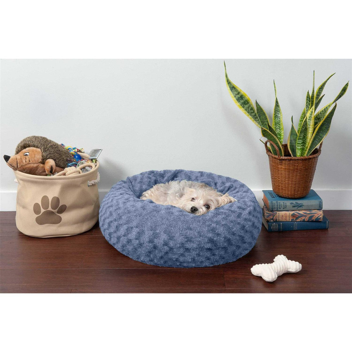 Curly Fur Plush Donut Dog Bed I460