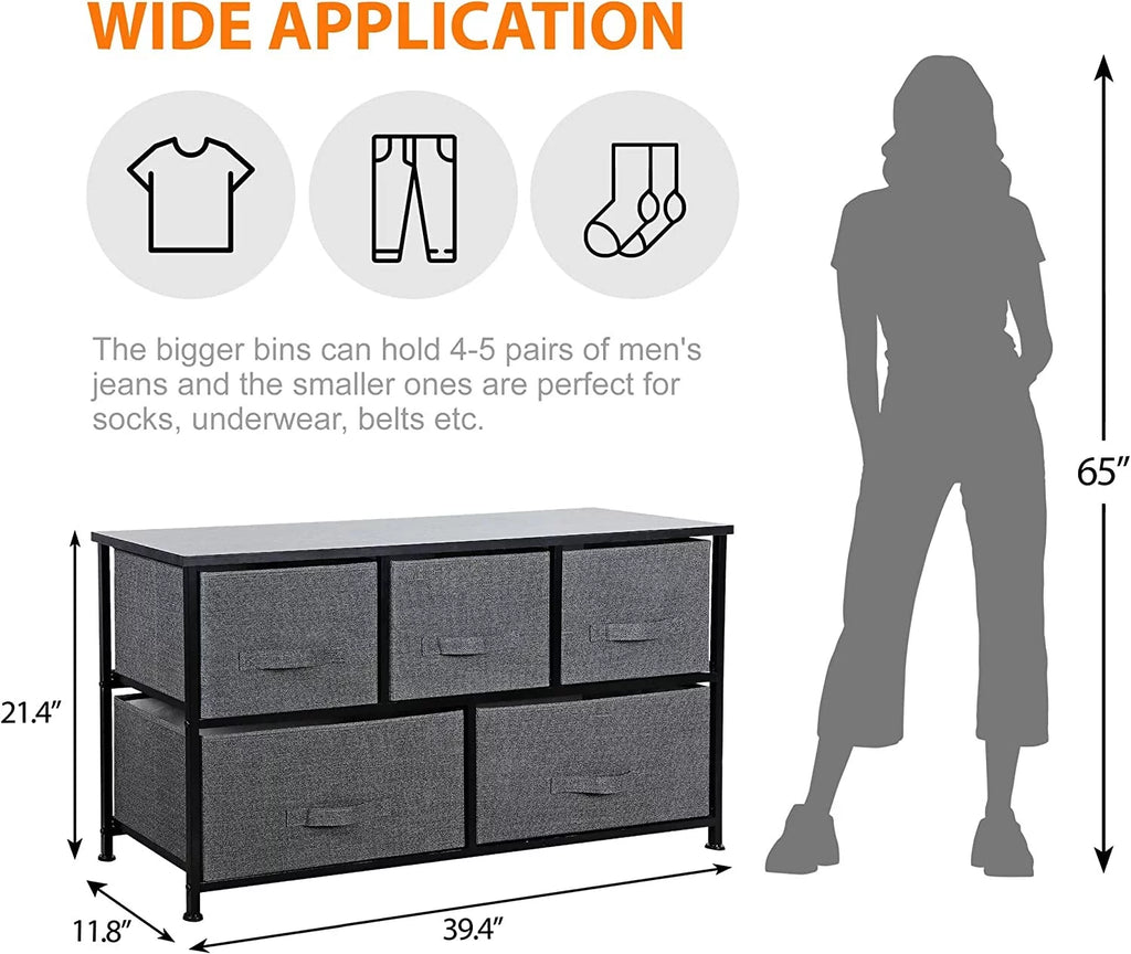 2 Tiers Steel Frame Wide Dresser Storage Tower O385060
