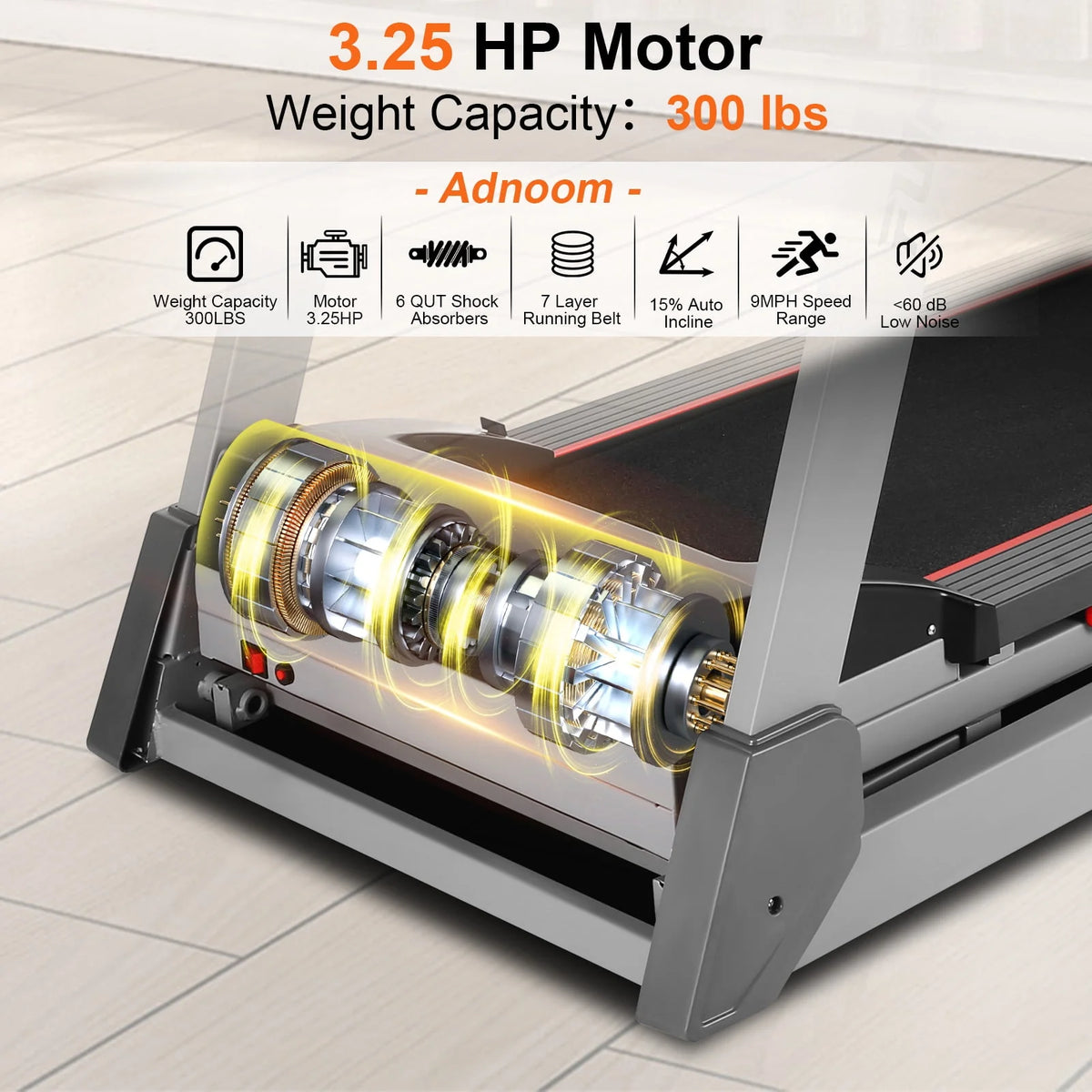 3HP Incline Treadmill with 15 Level Auto Incline F533