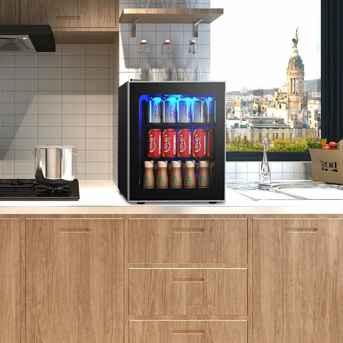 60 Can Beverage Refrigerator Cooler Glass Door V412105