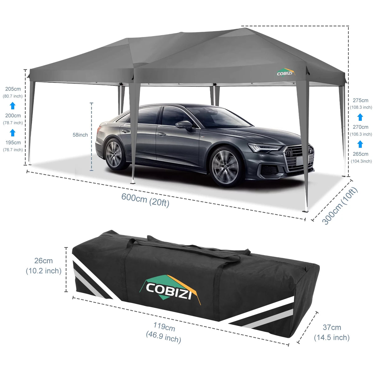 10x20 Pop up Canopy Tent with 6 Removable Sidewalls V869816