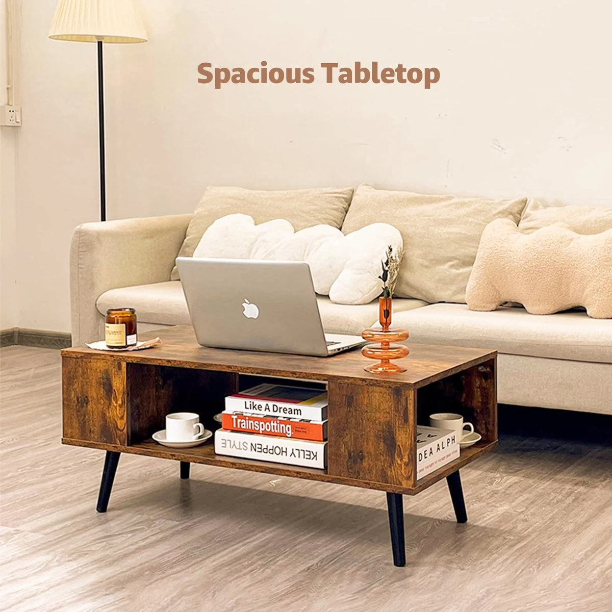 Rectangle Wooden Coffee Table with Open Storage U860051