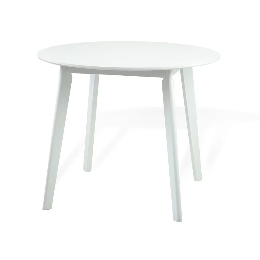Set of 2 Chairs and Round Dining Table Solid Wood Padded Seat White Q270665
