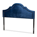 Navy Blue Velvet Wood Queen Headboard with Adjustable Legs U528040