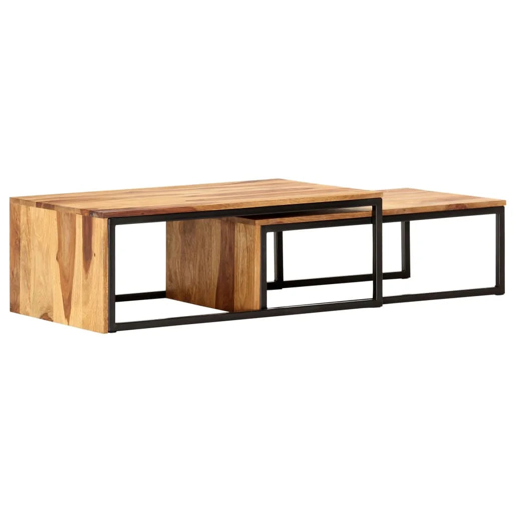 2 pcs Solid Sheesham Wood Nesting Tables P5673