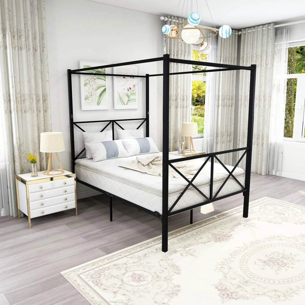 Full Black Metal Canopy Bed Frame M855183