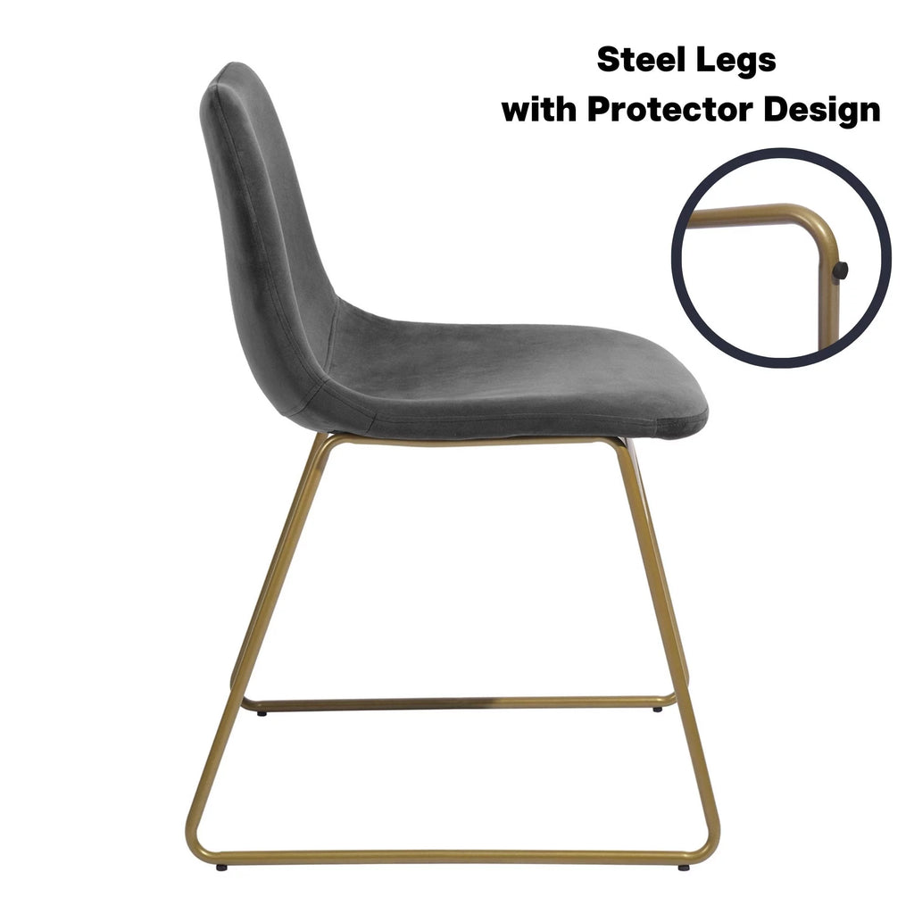 Velvet Dining Chairs Set of 2 with Metal Legs, Gray M541