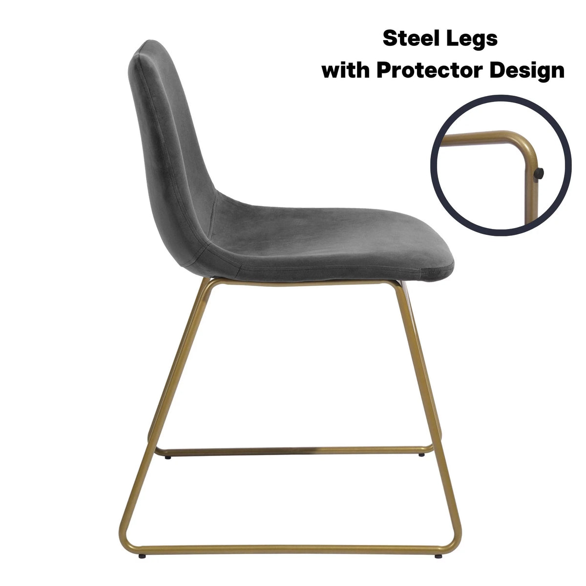 Velvet Dining Chairs Set of 2 with Metal Legs, Gray M541