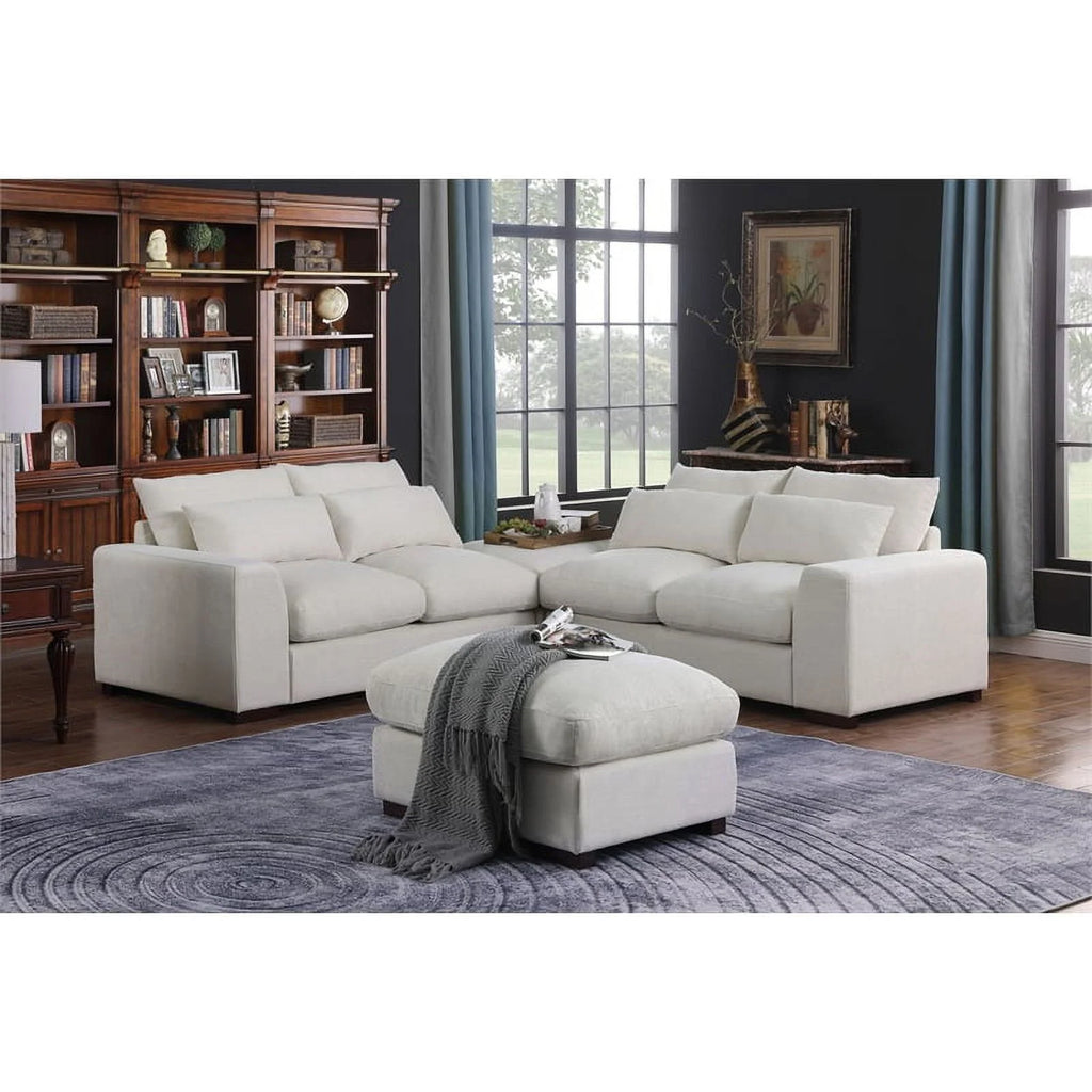 Beige Reversible Modular Fabric Sectional Sofa with Two Ottoman Q5128