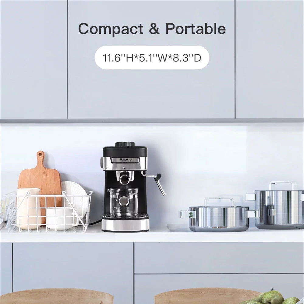 Black Coffee Maker with Milk Frother M16287