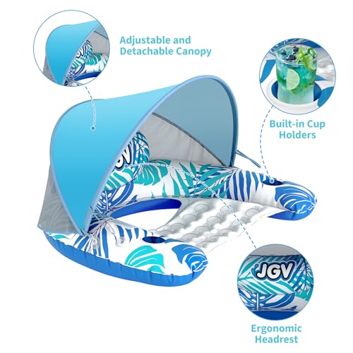 XL Inflatable Pool Float with Canopy and Drink Holder K844